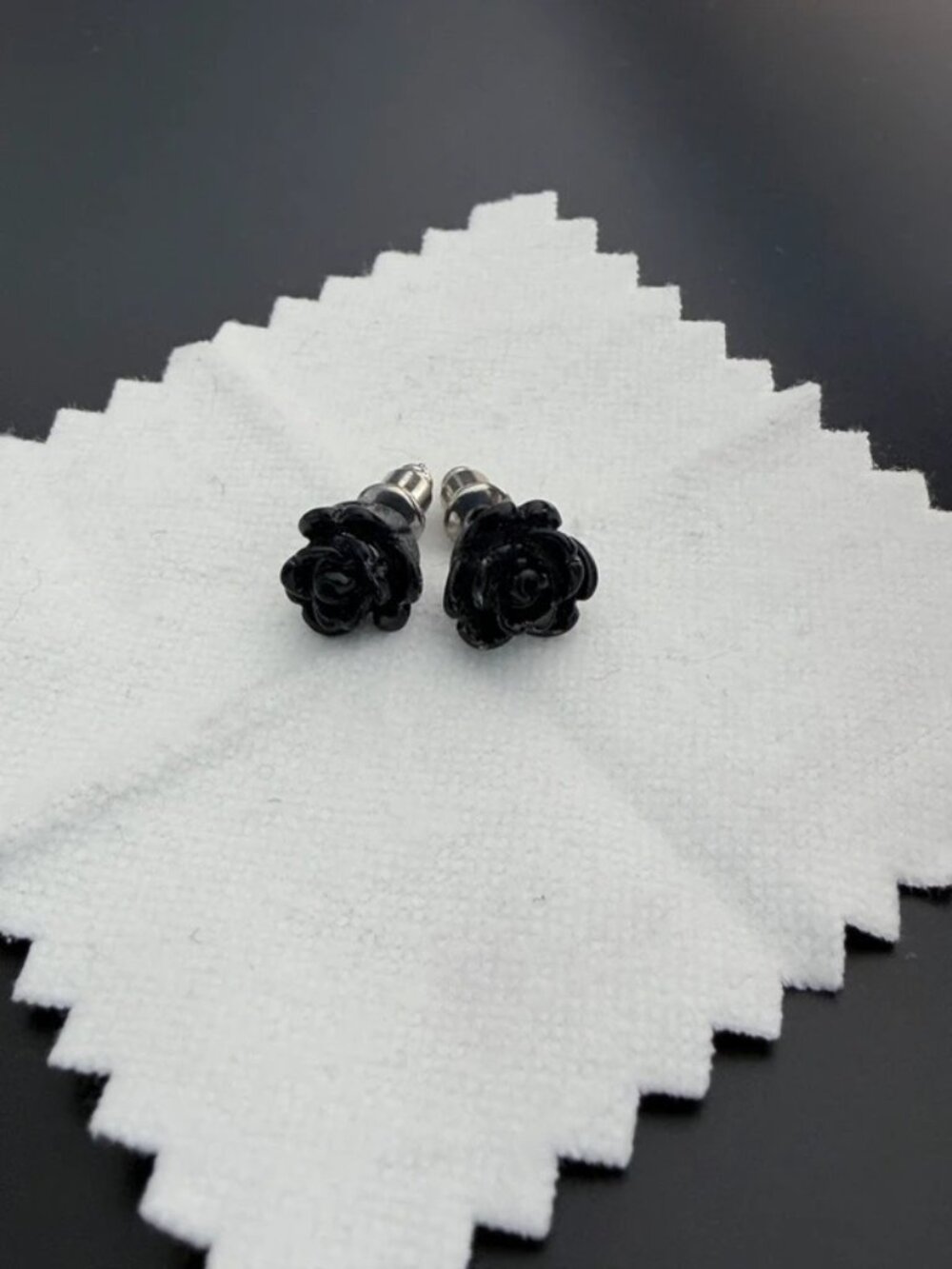 Vintage Black Rose Stud Earrings | Gothic Y2K Floral Earrings